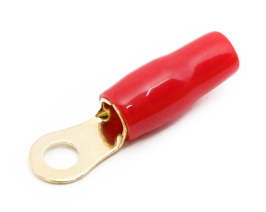 1x Ring-Kabelschuh vergoldet für 10mm² M4  (rot)