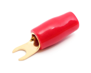 1x Gabel-Kabelschuh vergoldet für 16mm² M5  (rot)