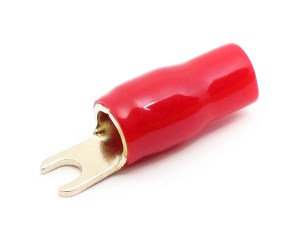 1x Gabel-Kabelschuh vergoldet für 25mm² M5  (rot)