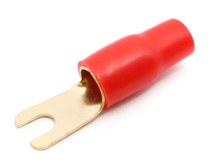 1x Gabel-Kabelschuh vergoldet für 50mm² M8  (rot)