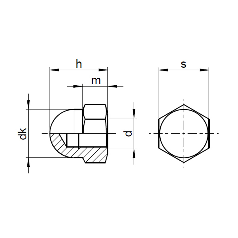 1x Hutmutter M5 (DIN 1587 - hohe Form - Polyamid PA natur) - NormReic
