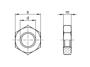1x Sechskantmutter niedrige Form M3  (DIN 439 - Form B, A2)