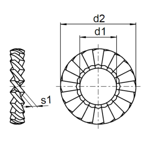 1x Fächerscheibe M22  (DIN 6798 - Form A, A2)