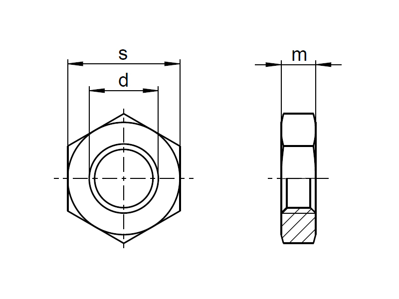 1x Sechskantmutter niedrige Form M3 (DIN 439 - VZ, Form B) - NormReic