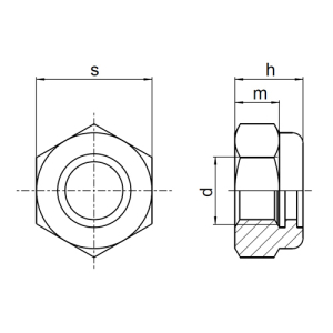 1x Sechskant-Stopmutter M10  (DIN 985, A2)